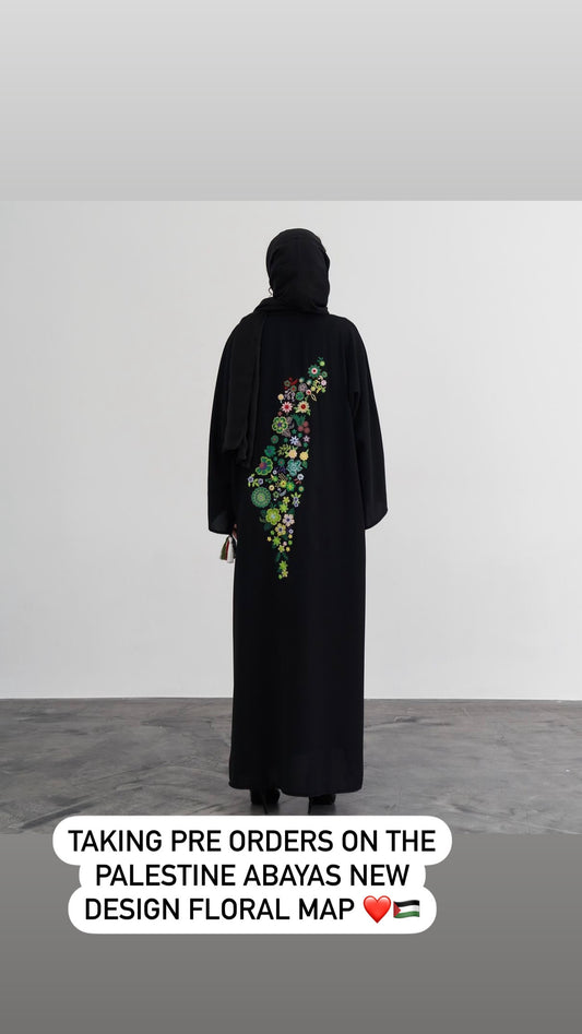 Abaya with Palestine Map Floral